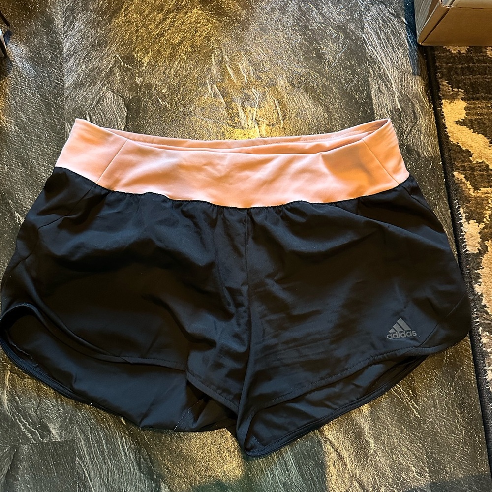 Adidas Black and Pink Athletic Shorts Lightweight Performance Wear
